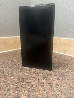 Hermes Vintage Vertical Long Wallet Black Box Calf Leather Billfold